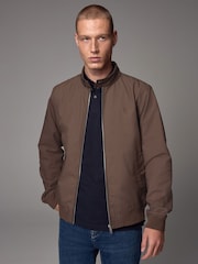 Rust Brown Shower Resistant Check Lining Harrington Jacket - Image 3 of 6