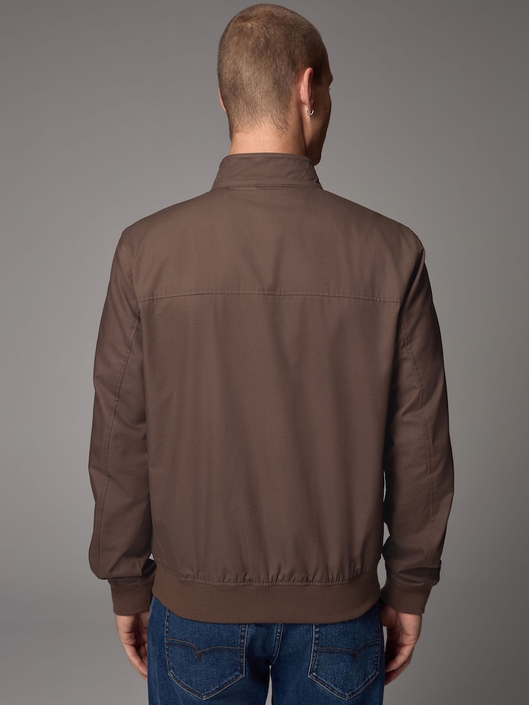 Rust Brown Shower Resistant Check Lining Harrington Jacket - Image 4 of 6