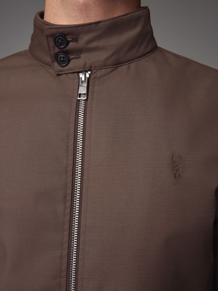 Rust Brown Shower Resistant Check Lining Harrington Jacket - Image 5 of 6