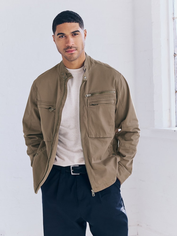 Neutral Zip Through Funnel Jacket - Image 1 of 8