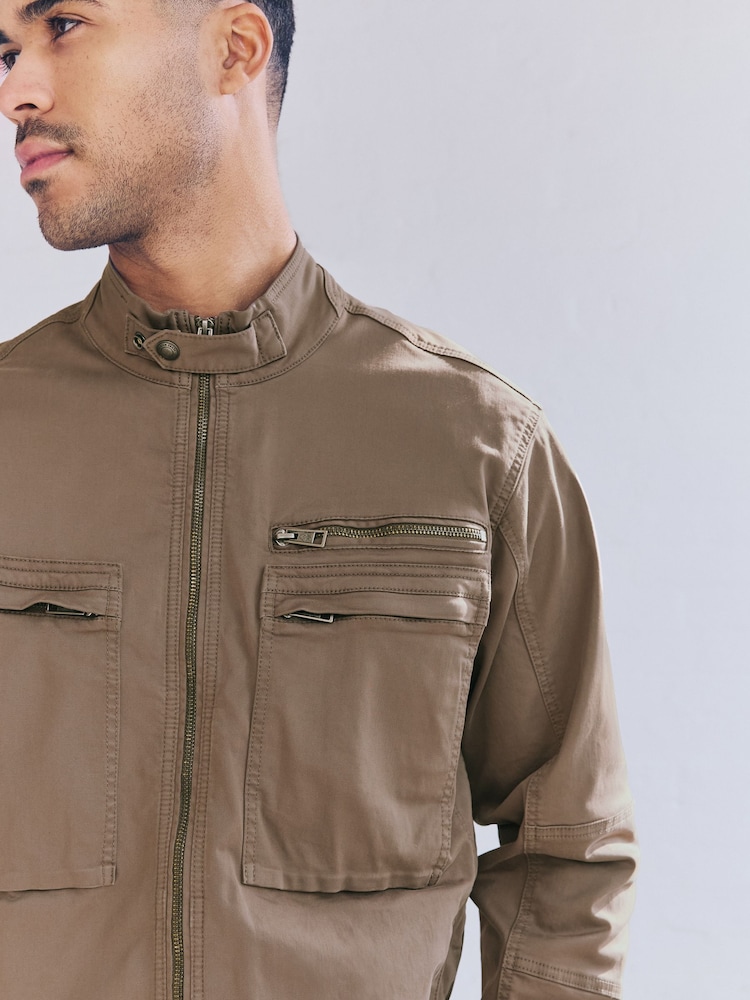 Neutral Zip Through Funnel Jacket - Image 3 of 8