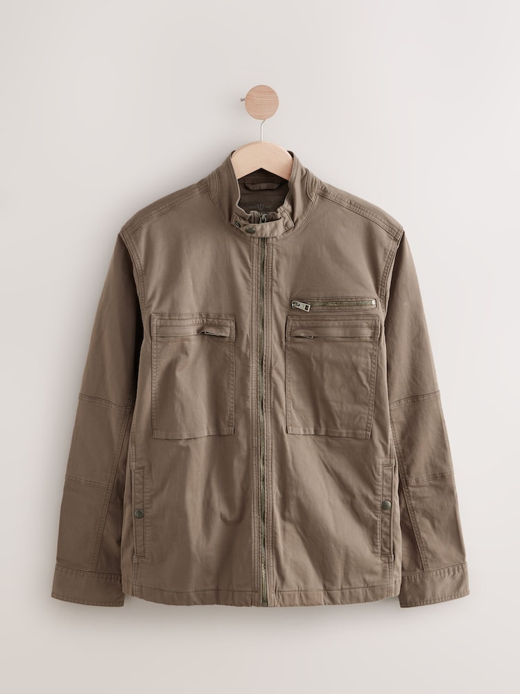 Neutral Zip Through Funnel Jacket - Image 4 of 8