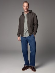 Dark Brown 100% Cotton Canvas Hooded Zip Through Worker Jacket - Image 2 of 14