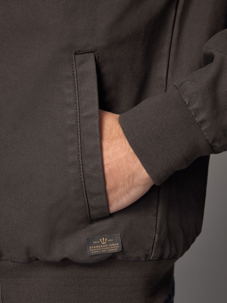 Brun foncé - Veste de travail à capuche zippée 100% coton - Image 8 of 14