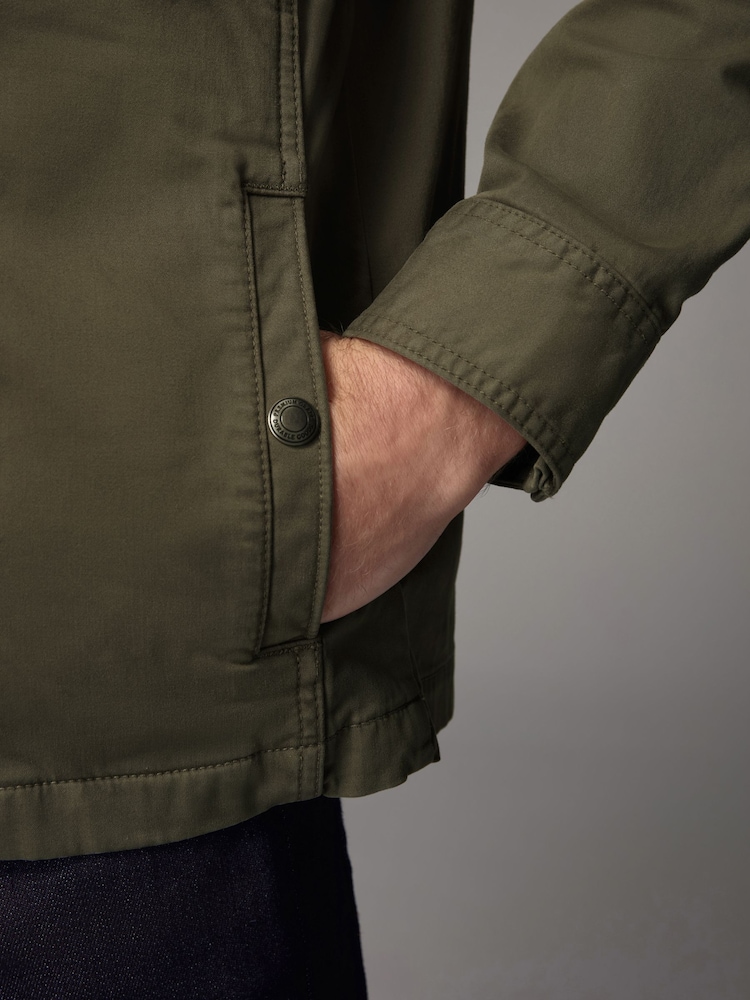 Khaki Green Zip Through Funnel Jacket - Image 5 of 8
