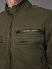 Khaki Green Zip Through Funnel Jacket - Image 6 of 8