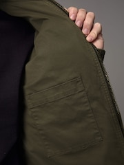 Khaki Green Zip Through Funnel Jacket - Image 8 of 8