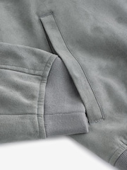 Light Grey Faux Suede Bomber Jacket - Image 10 of 11