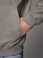 Light Grey Faux Suede Bomber Jacket - Image 6 of 11