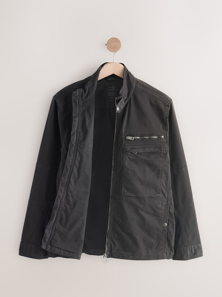 Black Zip Through Funnel Jacket - Image 10 of 13