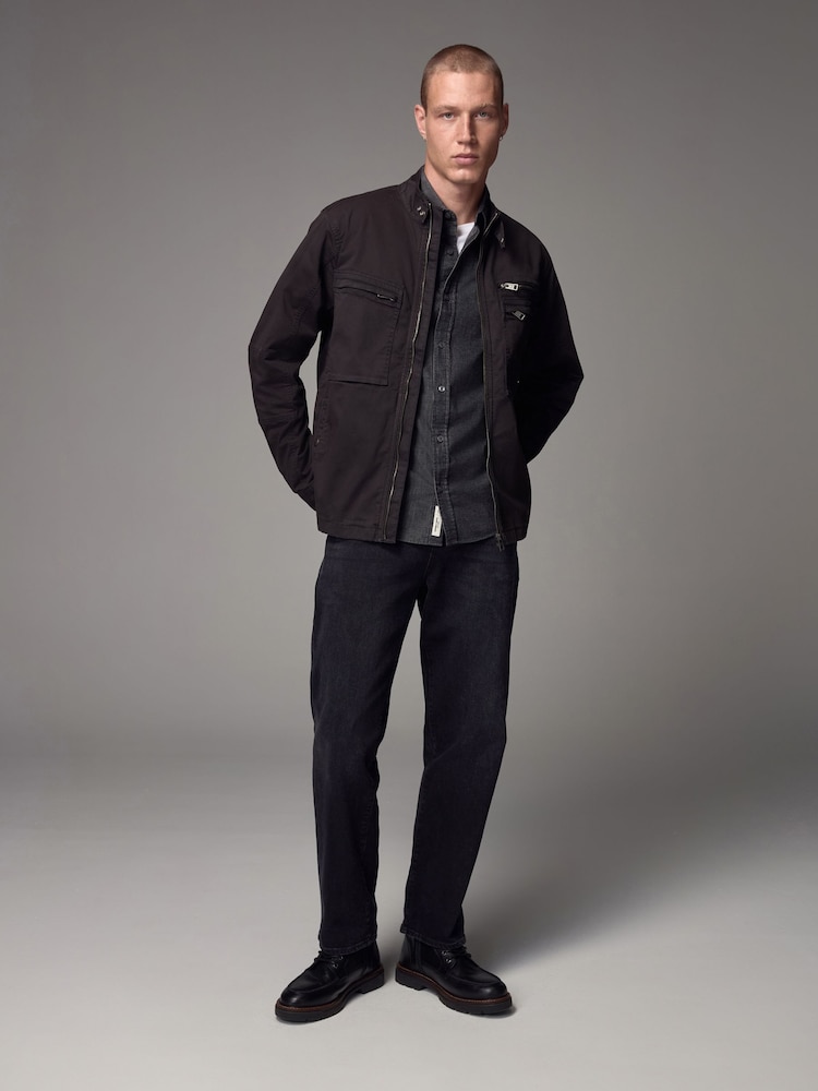 Black Zip Through Funnel Jacket - Image 2 of 13