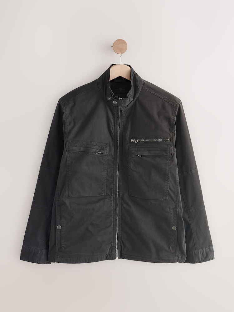 Black Zip Through Funnel Jacket - Image 9 of 13