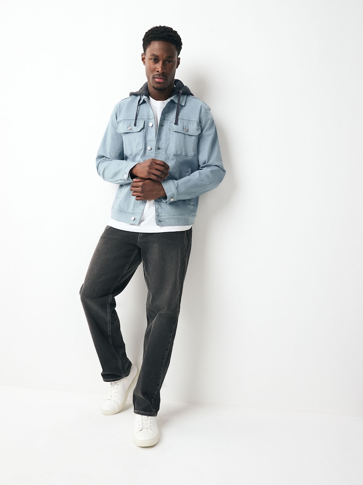 Light Blue Hooded Denim Jacket - Image 2 of 10