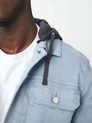 Light Blue Hooded Denim Jacket - Image 4 of 10