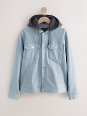 Light Blue Hooded Denim Jacket - Image 6 of 10