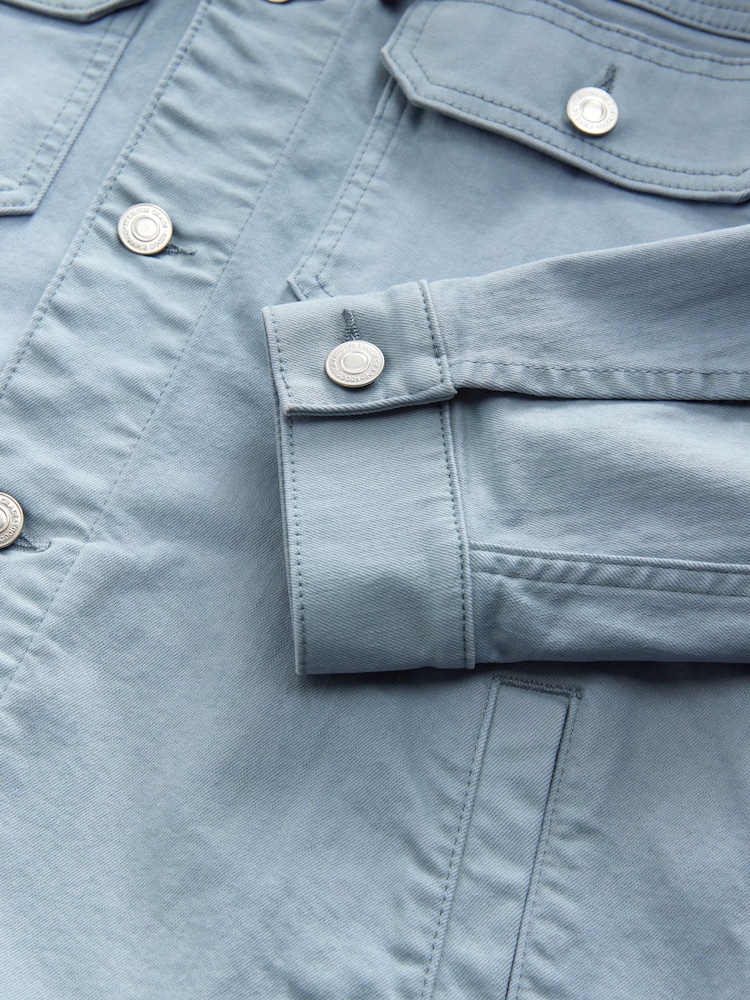 Jasnoniebieski - Hooded Denim Jacket - Image 9 of 10