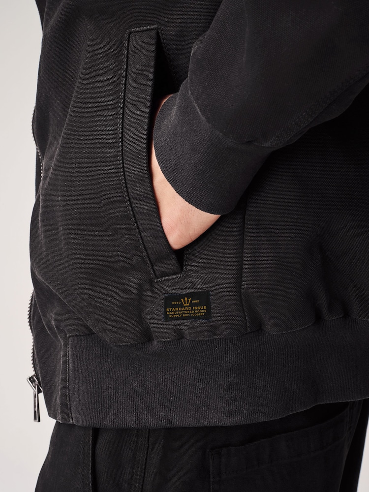 Noir - Veste de travail à capuche zippée 100% coton - Image 10 of 15