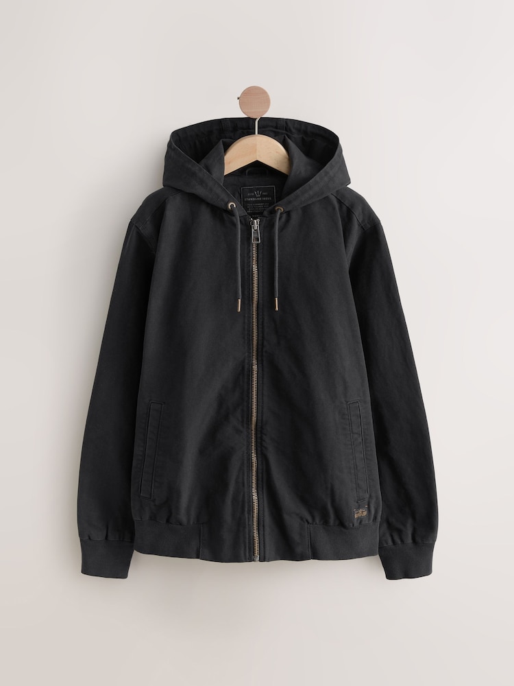 Noir - Veste de travail à capuche zippée 100% coton - Image 12 of 15