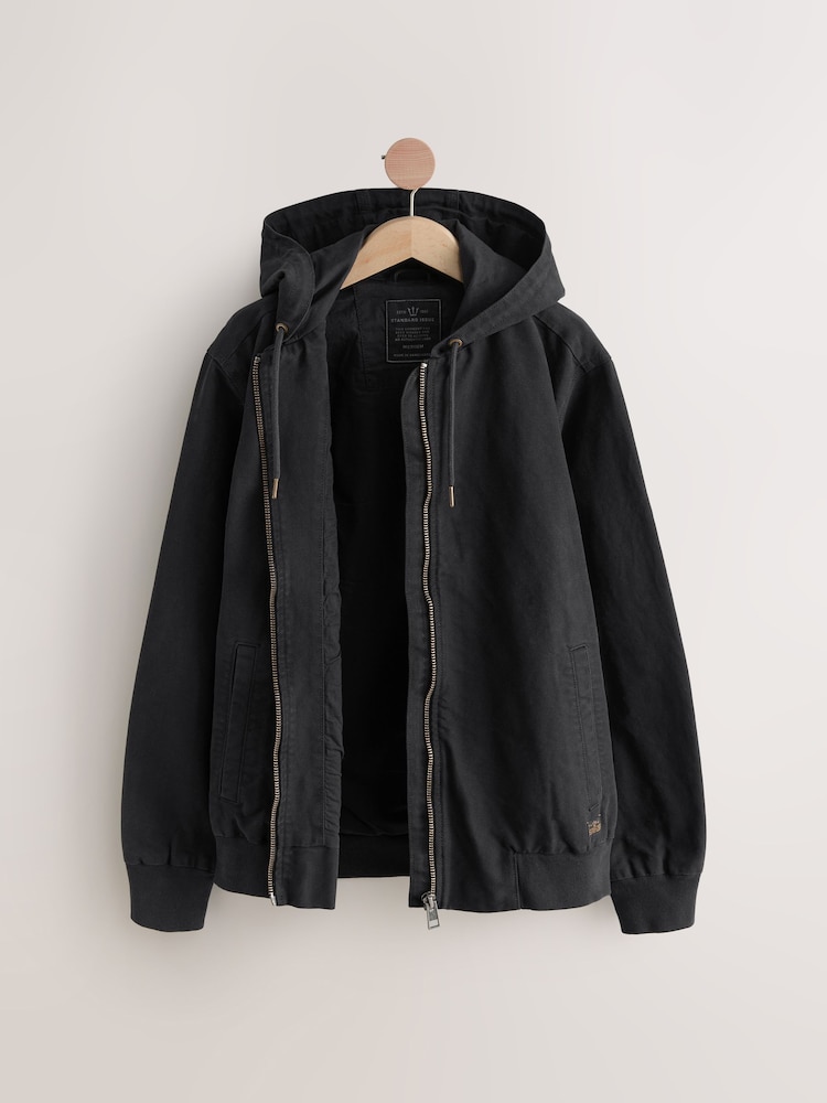 Noir - Veste de travail à capuche zippée 100% coton - Image 13 of 15