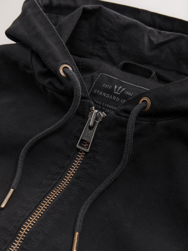Noir - Veste de travail à capuche zippée 100% coton - Image 14 of 15