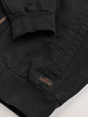 Black 100% Cotton Canvas Hooded Zip Through Worker Jacket - Image 15 of 15