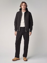 Black 100% Cotton Canvas Hooded Zip Through Worker Jacket - Image 3 of 15