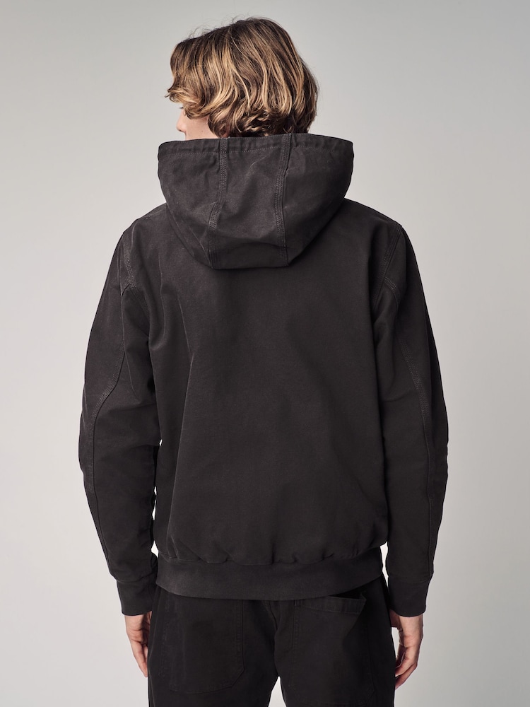 Noir - Veste de travail à capuche zippée 100% coton - Image 4 of 15