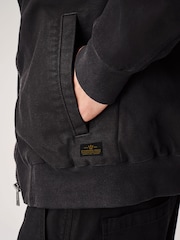 Black 100% Cotton Canvas Hooded Zip Through Worker Jacket - Image 5 of 15