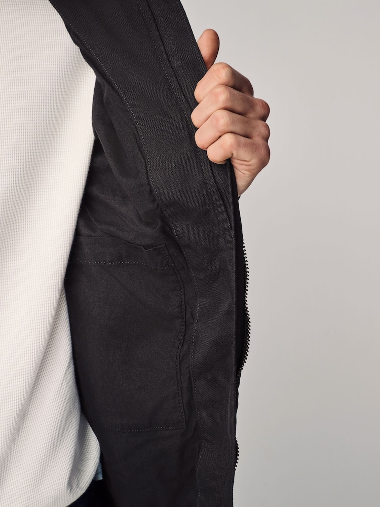 Noir - Veste de travail à capuche zippée 100% coton - Image 6 of 15