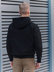 Black 100% Cotton Canvas Hooded Zip Through Worker Jacket - Image 8 of 15