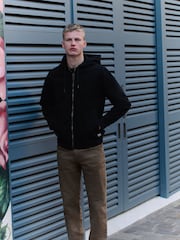 Black 100% Cotton Canvas Hooded Zip Through Worker Jacket - Image 9 of 15