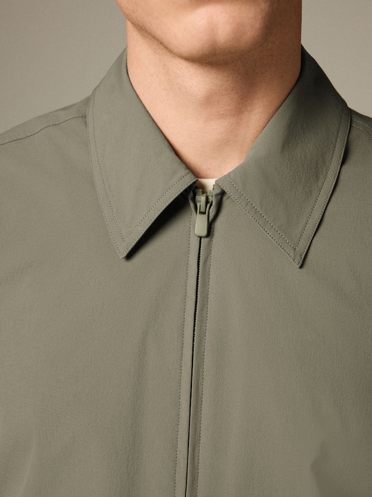 Sage Green Stretch Technical Shacket - Image 5 of 8