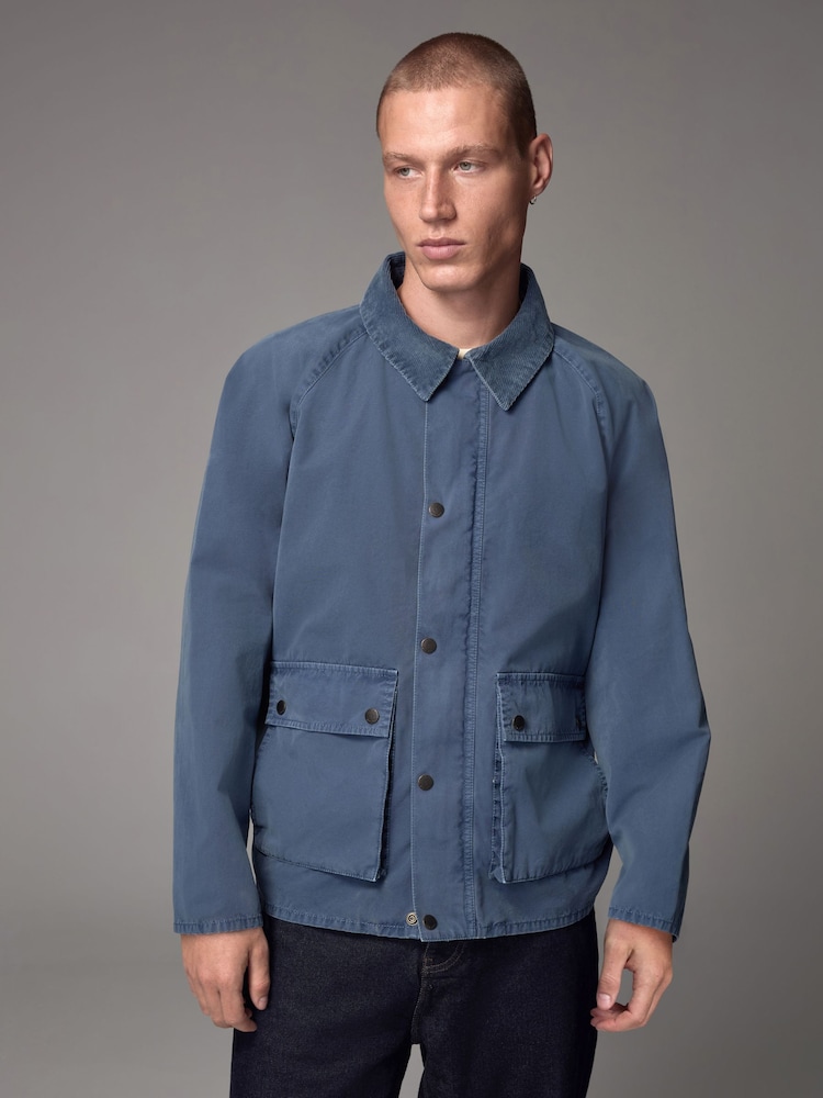 Blue 100% Cotton Cord Collar Field Jacket - Image 1 of 10