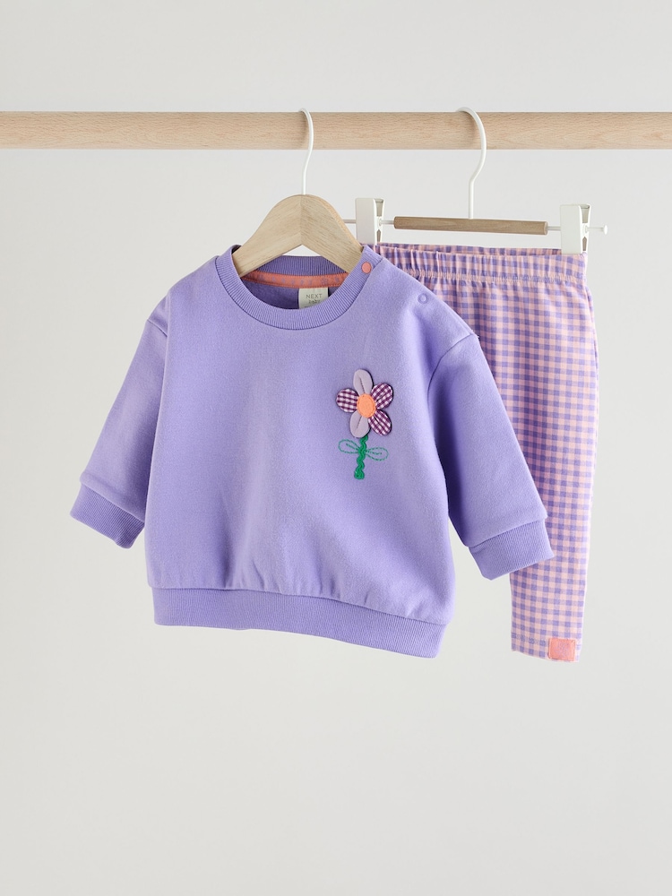 Purple Flower Baby Sweater and Leggings Set - Image 1 of 14