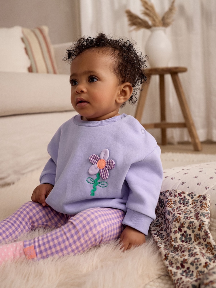 Purple Flower Baby Sweater and Leggings Set - Image 12 of 14