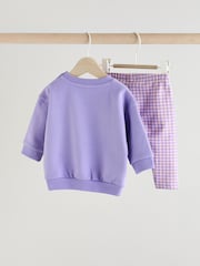 Purple Flower Baby Sweater and Leggings Set - Image 2 of 14