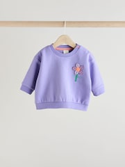 Purple Flower Baby Sweater and Leggings Set - Image 3 of 14