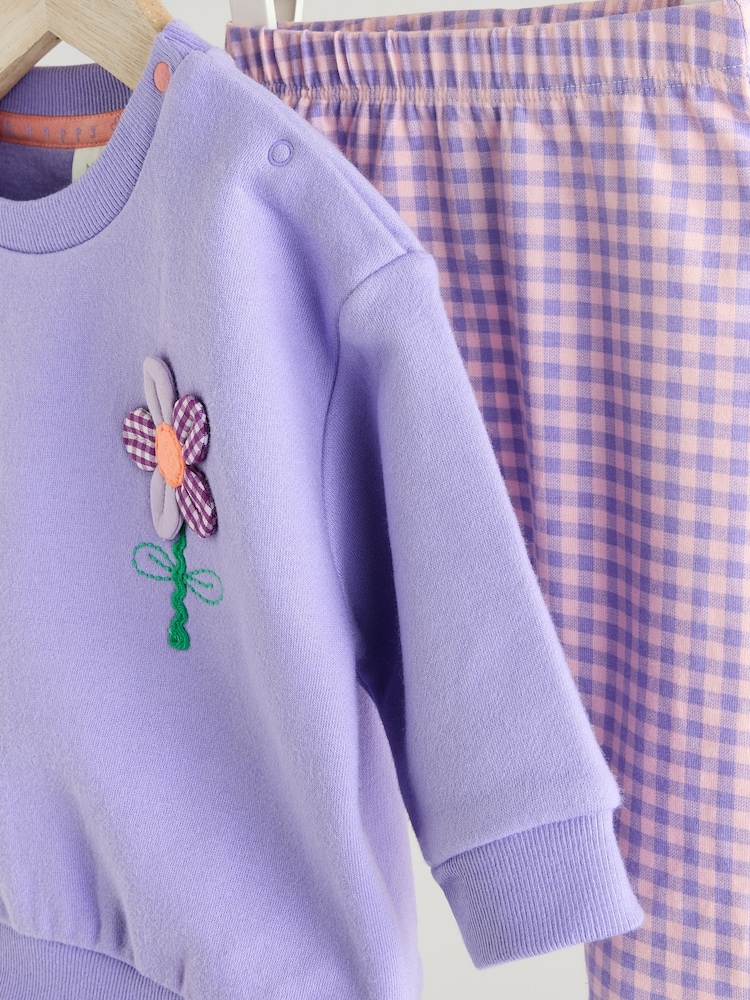 Purple Flower Baby Sweater and Leggings Set - Image 7 of 14