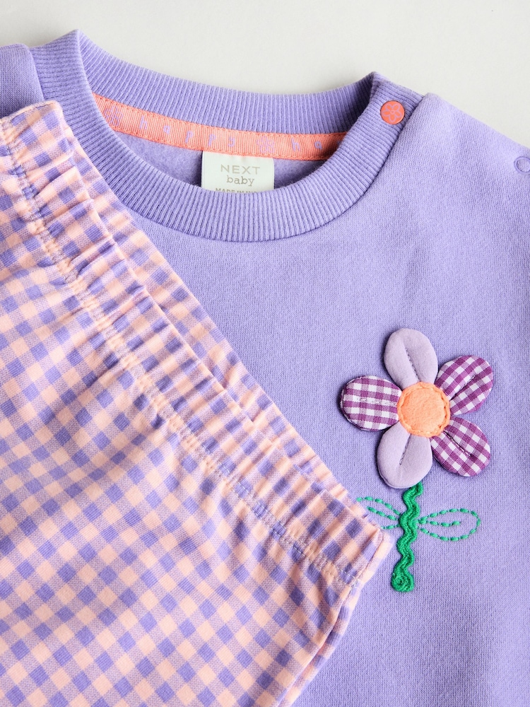 Purple Flower Baby Sweater and Leggings Set - Image 8 of 14