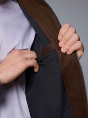 Brown Faux Suede Zip Through Collared Shacket - Image 4 of 10