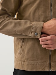 Embroidered Tan Brown Canvas Worker Jacket with Corduroy Collar - Image 5 of 7