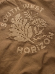 Embroidered Tan Brown Canvas Worker Jacket with Corduroy Collar - Image 6 of 7