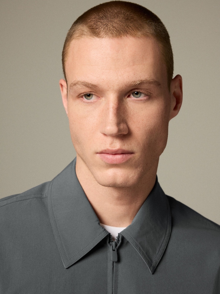Blue Stretch Technical Shacket - Image 5 of 8