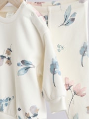 White/Teal Floral Sweater and Leggings Set - Image 11 of 15