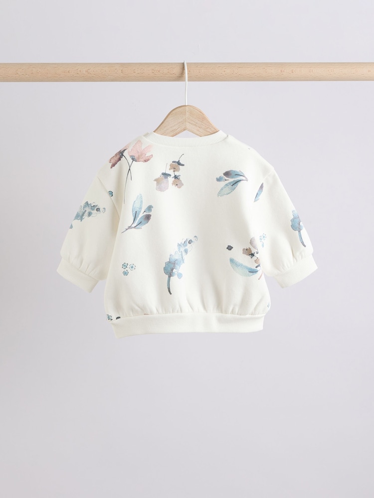 White/Teal Floral Sweater and Leggings Set - Image 8 of 15