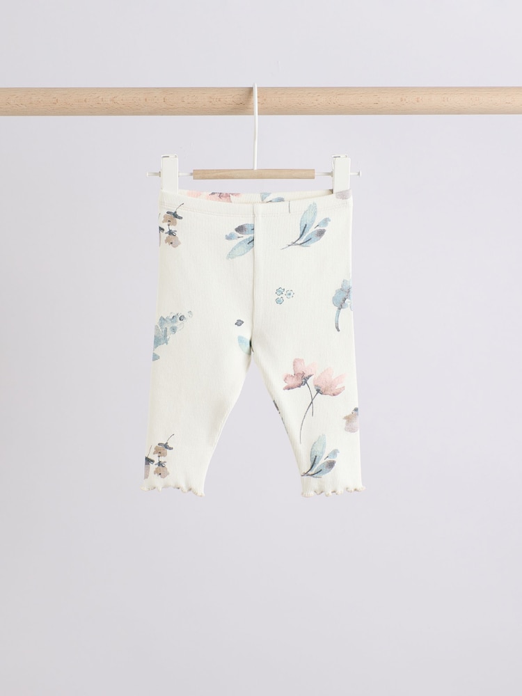 White/Teal Floral Sweater and Leggings Set - Image 9 of 15