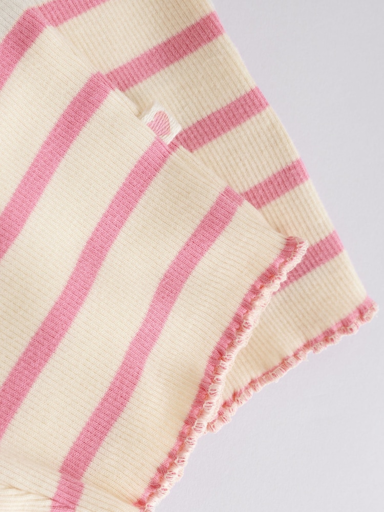 Weiß/Pink mit Streifen - Baby Top and Wide Leg Trousers 2 Piece Set (0mths-2yrs) - Bild 10 von 10