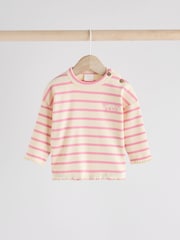 Weiß/Pink mit Streifen - Baby Top and Wide Leg Trousers 2 Piece Set (0mths-2yrs) - Bild 2 von 10