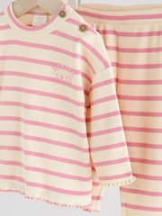 Weiß/Pink mit Streifen - Baby Top and Wide Leg Trousers 2 Piece Set (0mths-2yrs) - Bild 7 von 10