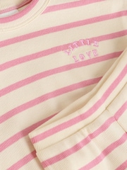 Weiß/Pink mit Streifen - Baby Top and Wide Leg Trousers 2 Piece Set (0mths-2yrs) - Bild 8 von 10